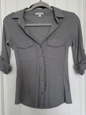 James Perse Roll Sleeve Button Down Top SIZE 1